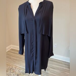 Brochu Walker Chic Navy Button Up Viscose Shirt Dress Knee Length, Size S